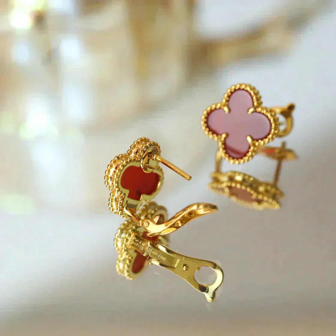 [Revel Jewelry]CLOVER MEDIUM 1 MOTIFS CARNELIAN  EARRINGS