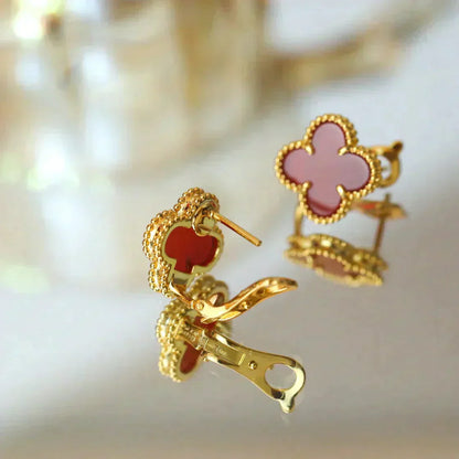 [Revel Jewelry]CLOVER MEDIUM 1 MOTIFS CARNELIAN  EARRINGS
