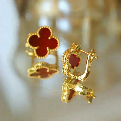 [Revel Jewelry]CLOVER MEDIUM 1 MOTIFS CARNELIAN  EARRINGS