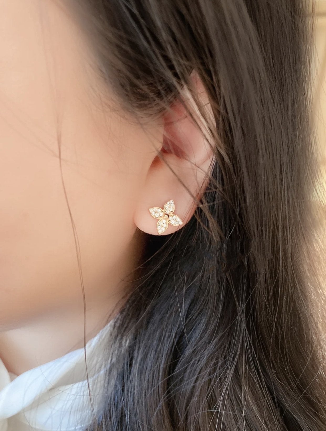 [Revel Jewelry]STAR BLOSSOM STUD EARRINGS PINK GOLD DIAMONDS