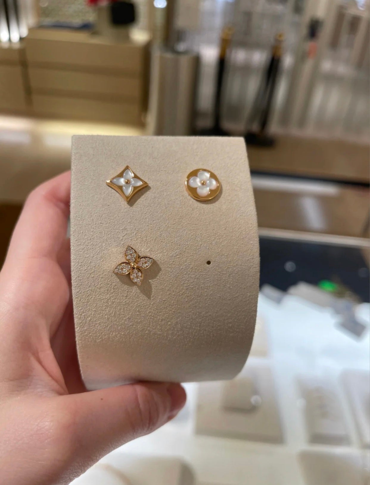 [Revel Jewelry]STAR BLOSSOM STUD EARRINGS PINK GOLD DIAMONDS