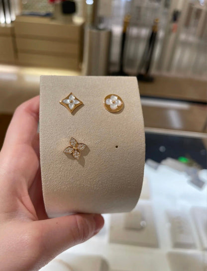 [Revel Jewelry]STAR BLOSSOM STUD EARRINGS PINK GOLD DIAMONDS
