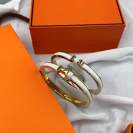 [Revel Jewelry]CLASSIC HM CLIC WHITE 8MM ENAMEL BRACELET