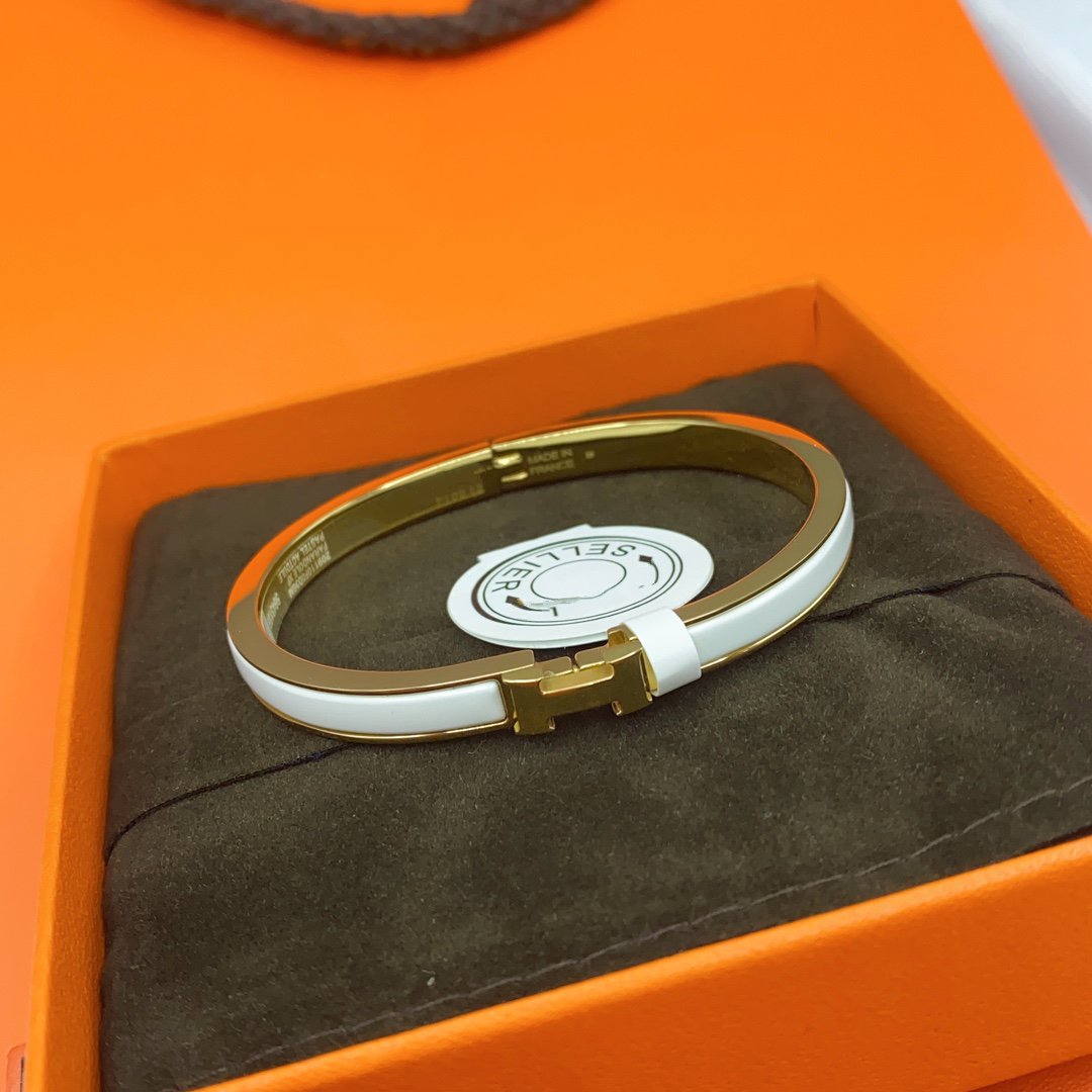 [Revel Jewelry]CLASSIC HM CLIC WHITE 8MM ENAMEL BRACELET