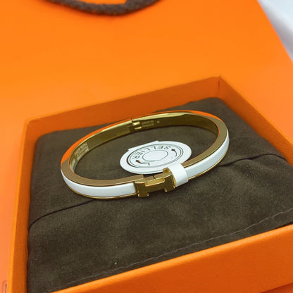 [Revel Jewelry]CLASSIC HM CLIC WHITE 8MM ENAMEL BRACELET