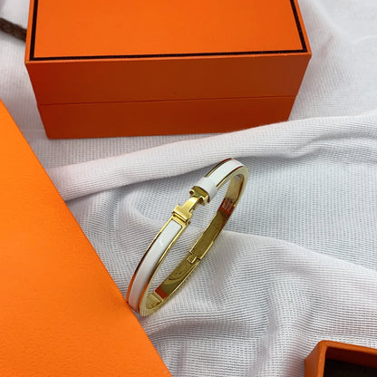 [Revel Jewelry]CLASSIC HM CLIC WHITE 8MM ENAMEL BRACELET