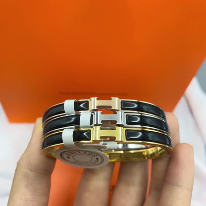 [Revel Jewelry]CLASSIC HM CLIC BLACK 8MM ENAMEL BRACELET