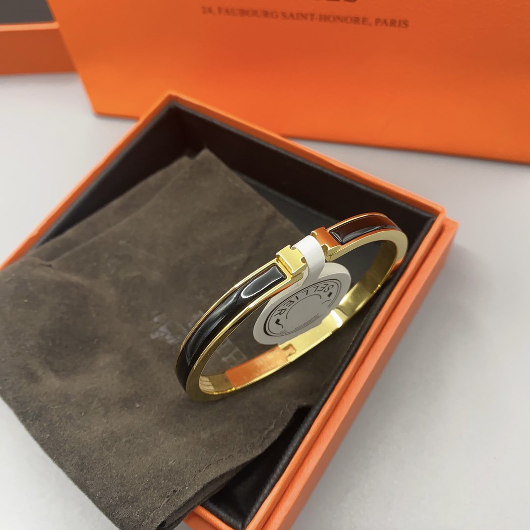[Revel Jewelry]CLASSIC HM CLIC BLACK 8MM ENAMEL BRACELET