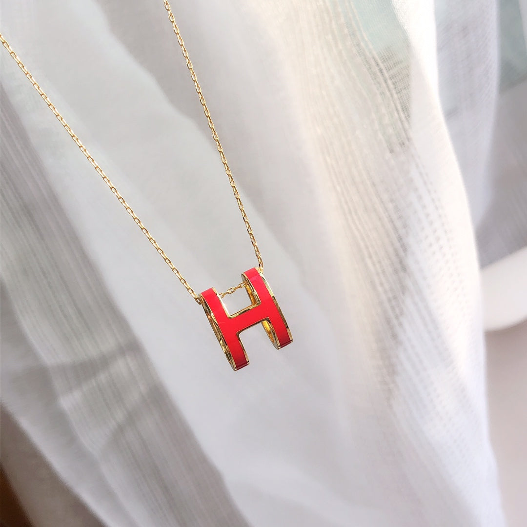[Revel Jewelry]HM CLIC ROT EMAILLIERTE GOLDHALSKETTE