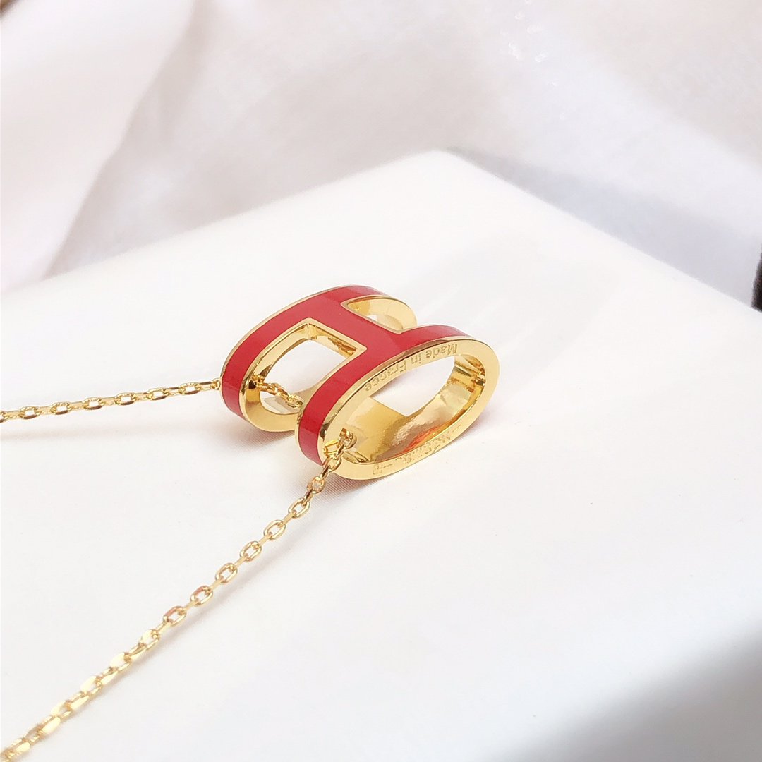 [Revel Jewelry]HM CLIC ROT EMAILLIERTE GOLDHALSKETTE
