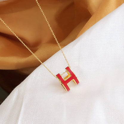 [Revel Jewelry]HM CLIC ROT EMAILLIERTE GOLDHALSKETTE
