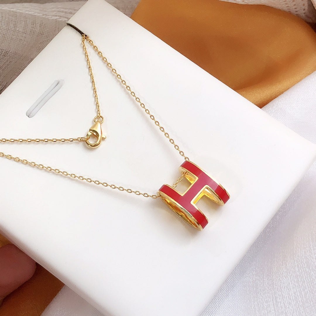 [Revel Jewelry]HM CLIC ROT EMAILLIERTE GOLDHALSKETTE