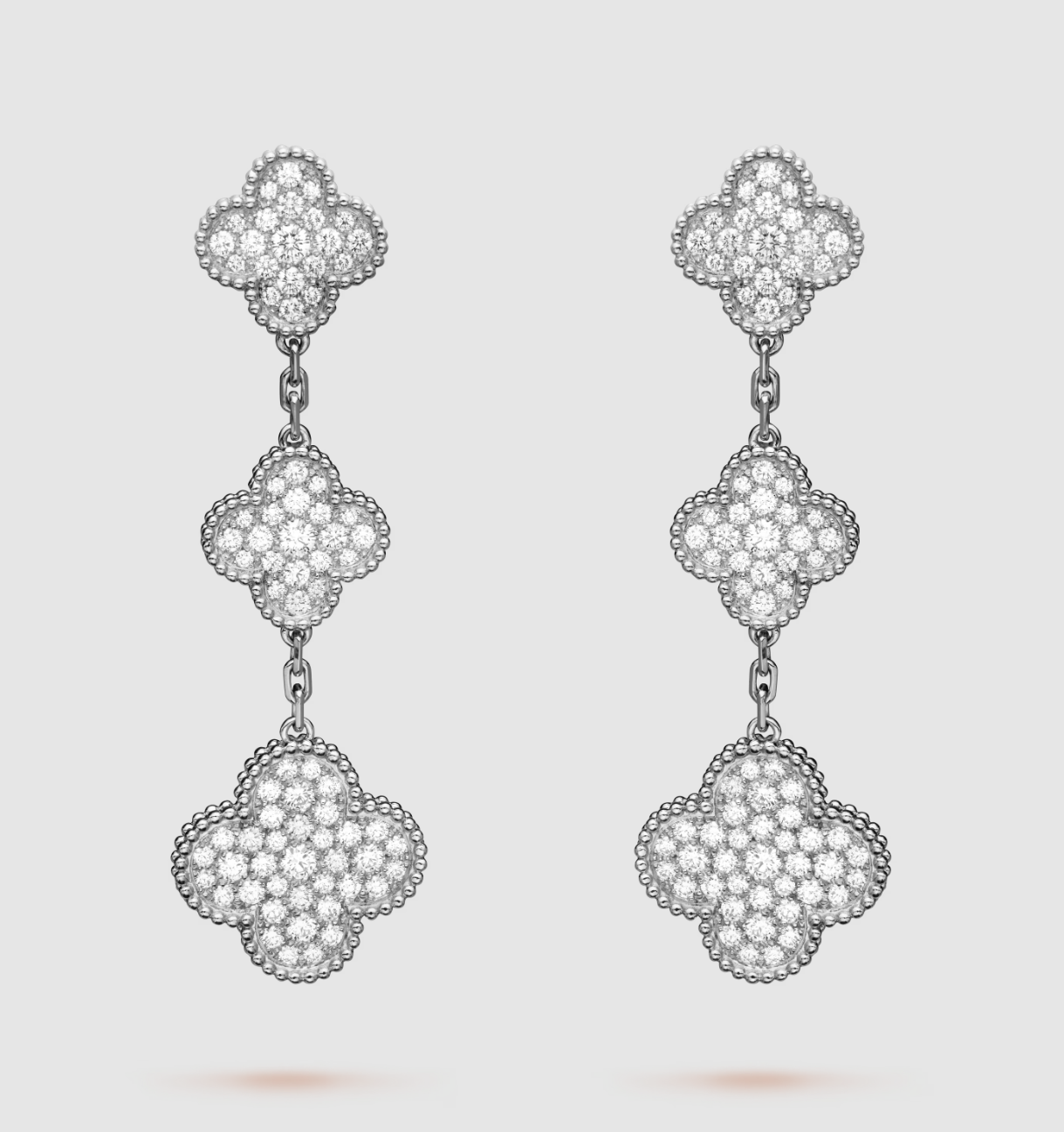 [Revel Jewelry]CLOVER 3 MOTIF DIAMOND SILVER DROP EARRINGS