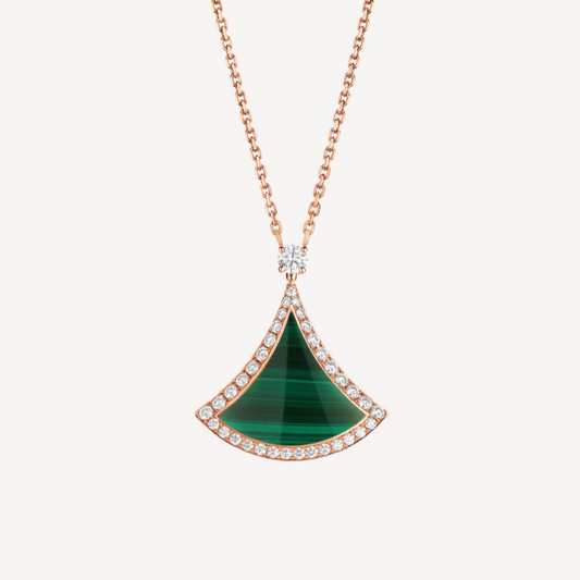 [Revel]DREAM MALACHITE DIAMOND PAVED PINK GOLD NECKLACE