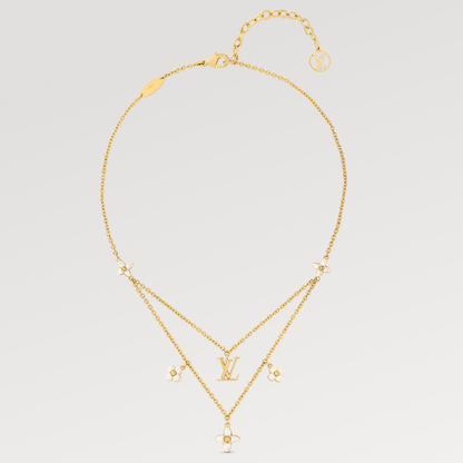 [Revel Jewelry]BLUMENGRAMM GOLD MOP ZWEIREIHIGE HALSKETTE