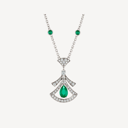 [Revel]DREAM NECKLACE MALACHITE DIAMOND SILVER