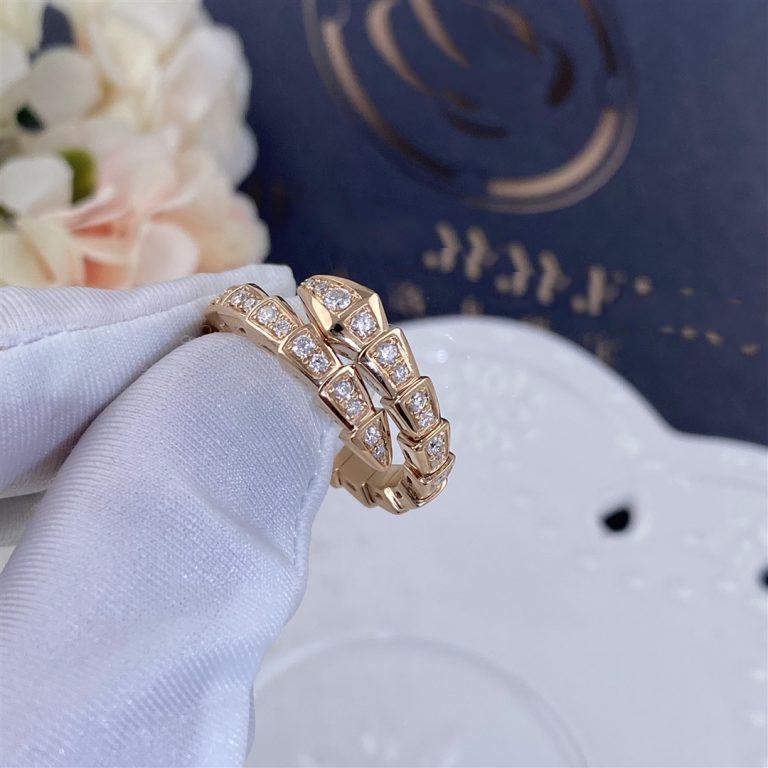 [Revel]SERPENTI RING PINK GOLD DIAMOND PAVED 4MM