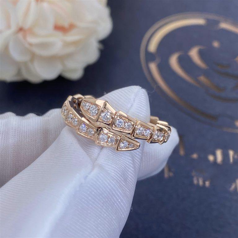 [Revel]SERPENTI RING PINK GOLD DIAMOND PAVED 4MM