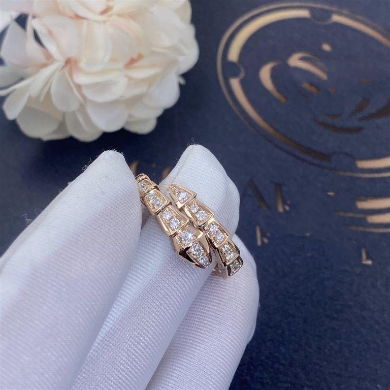 [Revel]SERPENTI RING PINK GOLD DIAMOND PAVED 4MM