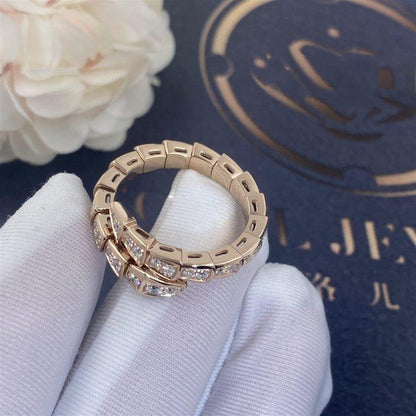 [Revel]SERPENTI RING PINK GOLD DIAMOND PAVED 4MM