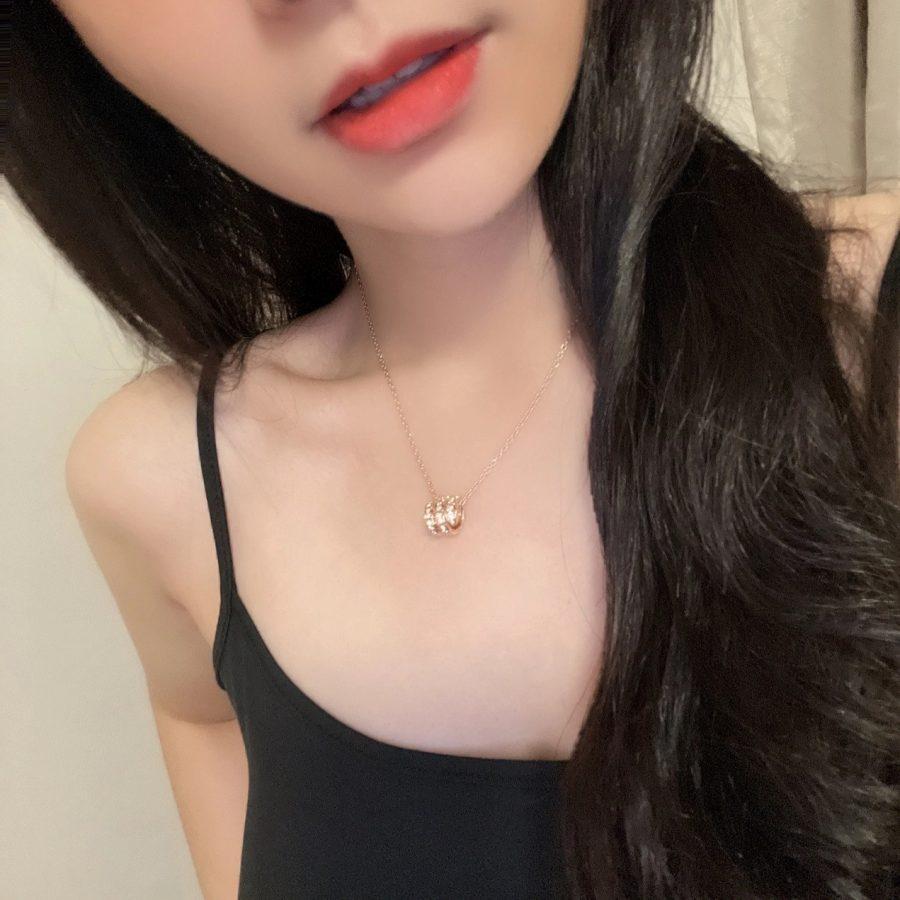 [Revel]セルペンティ ピンクゴールド ネックレス ダブルリング ダイヤモンド