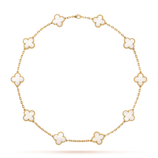 [Revel Jewelry]CLOVER 10 MOTIFS WHITE MOTHER OF PEARL NECKLACE