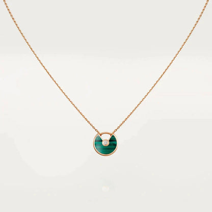 [Revel Jewelry]AMULETTE ROSE GOLD MALACHITE NECKLACE