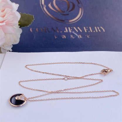 [Revel Jewelry]AMULETTE ROSE GOLD ONYX NECKLACE