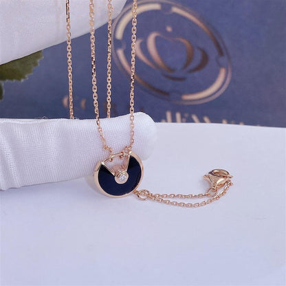 [Revel Jewelry]AMULETTE ROSE GOLD ONYX NECKLACE