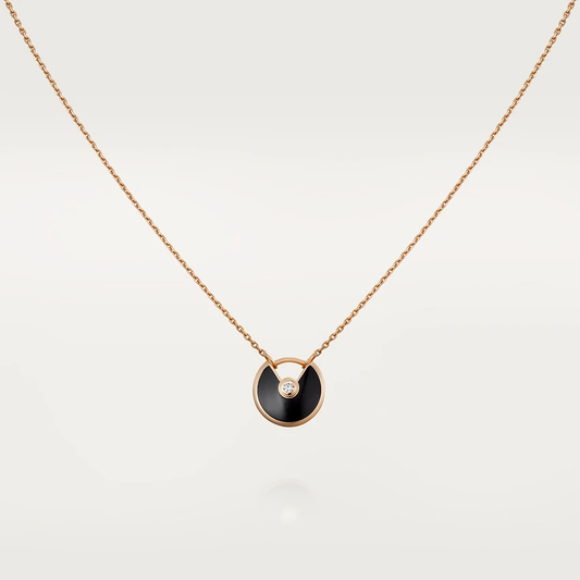 [Revel Jewelry]AMULETT ROSÉGOLD ONYX-HALSKETTE