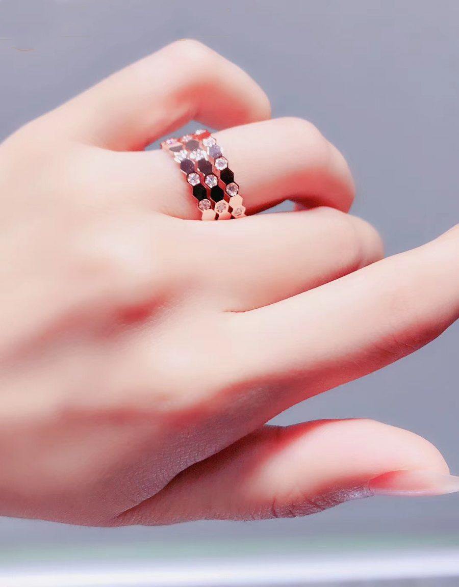 [Revel Jewelry]BEE LOVE RING PINK GOLD DIAMANT