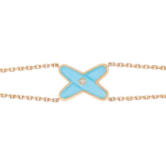 [Revel Jewelry]JEUX BRACELET TURQUOISE PINK GOLD 1 DIAMOND