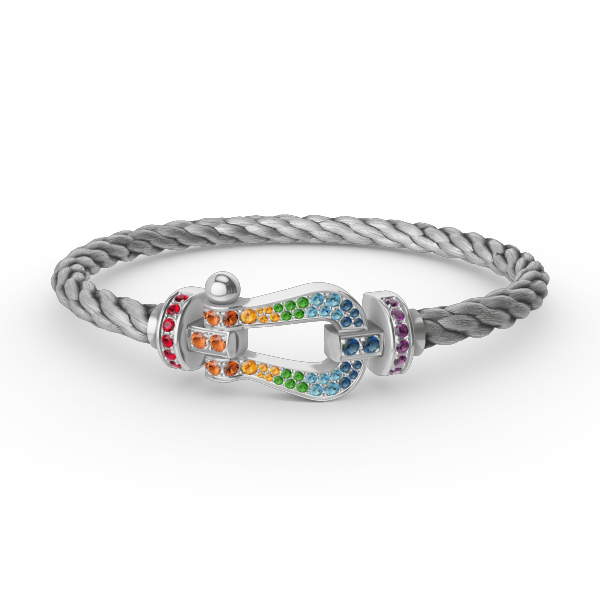 [Revel Jewelry]FORC LARGE HORSESHOE  COLORED DIAMOND BRACELET SILVER