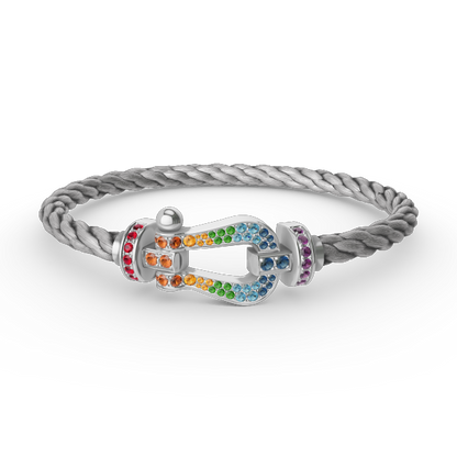 [Revel Jewelry]FORC LARGE HORSESHOE  COLORED DIAMOND BRACELET SILVER