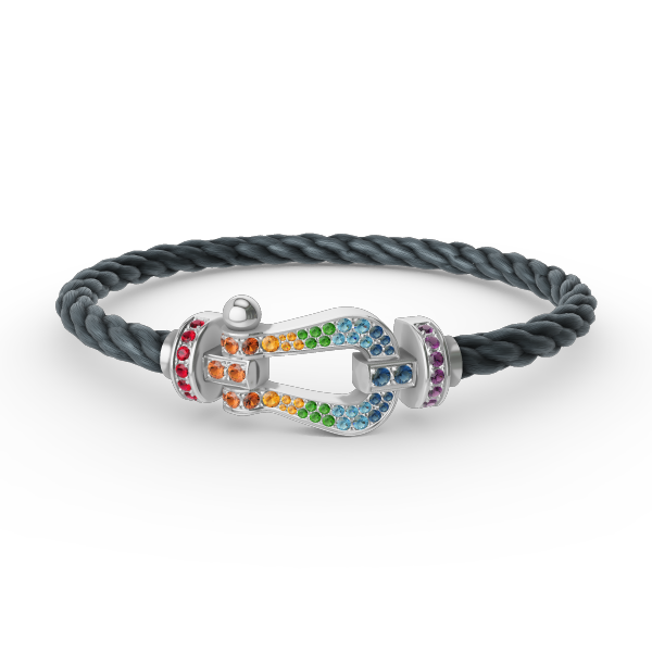 [Revel Jewelry]FORC LARGE HORSESHOE  COLORED DIAMOND BRACELET SILVER