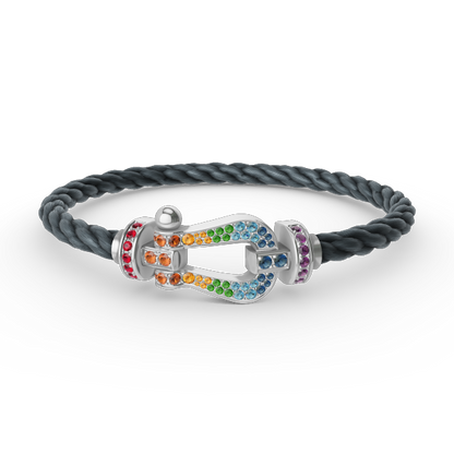[Revel Jewelry]FORC LARGE HORSESHOE  COLORED DIAMOND BRACELET SILVER