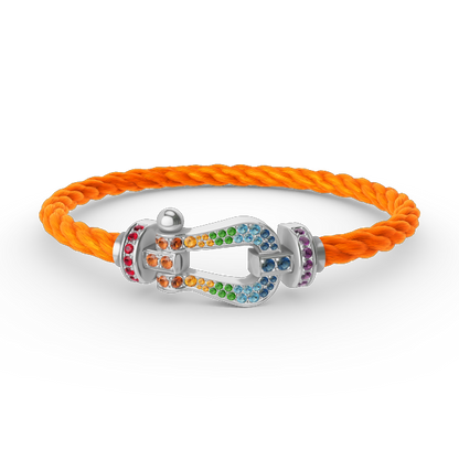 [Revel Jewelry]FORC LARGE HORSESHOE  COLORED DIAMOND BRACELET SILVER