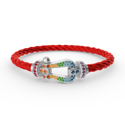 [Revel Jewelry]FORC LARGE HORSESHOE  COLORED DIAMOND BRACELET SILVER
