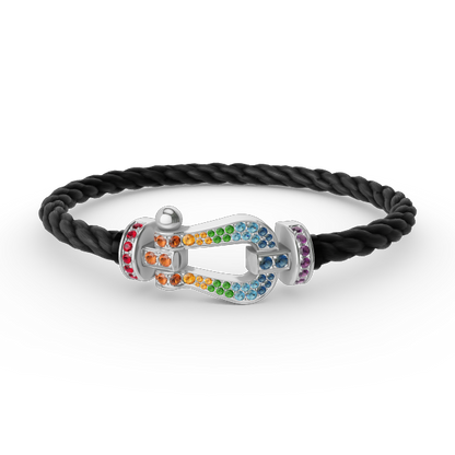 [Revel Jewelry]FORC LARGE HORSESHOE  COLORED DIAMOND BRACELET SILVER