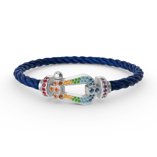 [Revel Jewelry]FORC LARGE HORSESHOE  COLORED DIAMOND BRACELET SILVER