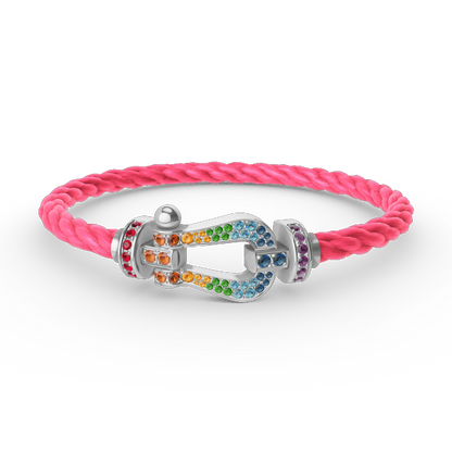 [Revel Jewelry]FORC LARGE HORSESHOE  COLORED DIAMOND BRACELET SILVER