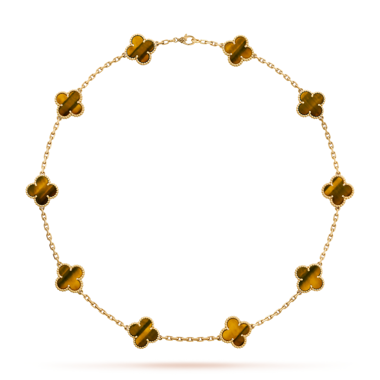 [Revel Jewelry]CLOVER 10 MOTIFS TIGER EYE NECKLACE