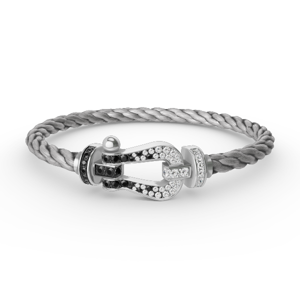 [Revel Jewelry]FORCE LARGE HORSESHOE BLACK WHITE DIAMOND BRACELET SILVER