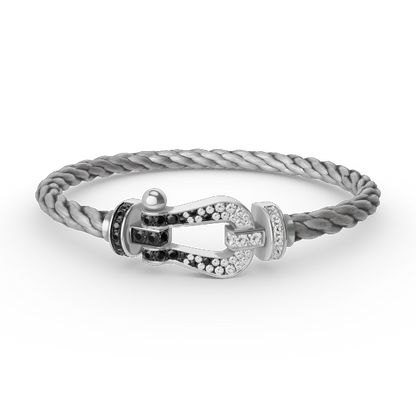 [Revel Jewelry]FORCE LARGE HORSESHOE BLACK WHITE DIAMOND BRACELET SILVER