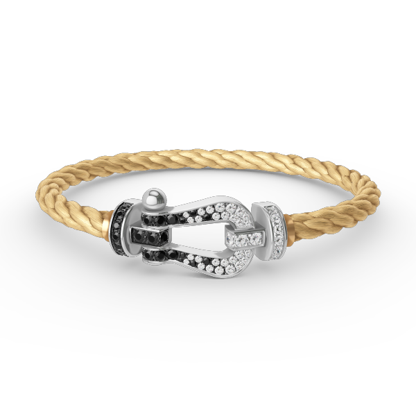 [Revel Jewelry]FORCE LARGE HORSESHOE BLACK WHITE DIAMOND BRACELET SILVER