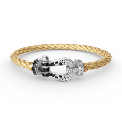 [Revel Jewelry]FORCE LARGE HORSESHOE BLACK WHITE DIAMOND BRACELET SILVER