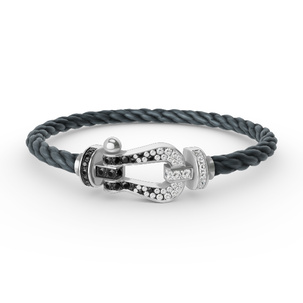 [Revel Jewelry]FORCE LARGE HORSESHOE BLACK WHITE DIAMOND BRACELET SILVER