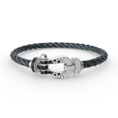 [Revel Jewelry]FORCE LARGE HORSESHOE BLACK WHITE DIAMOND BRACELET SILVER