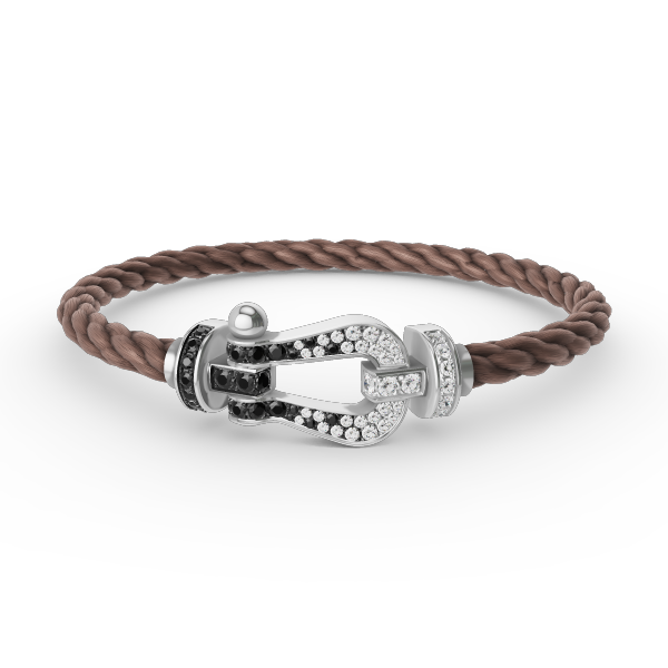 [Revel Jewelry]FORCE LARGE HORSESHOE BLACK WHITE DIAMOND BRACELET SILVER
