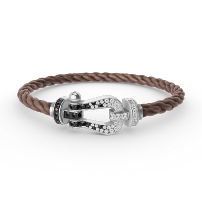[Revel Jewelry]FORCE LARGE HORSESHOE BLACK WHITE DIAMOND BRACELET SILVER